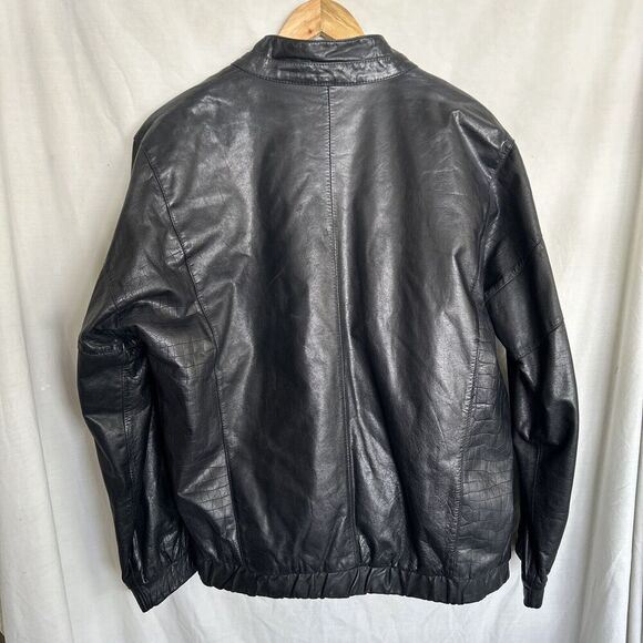 Wilsons Vintage 80's Women's Black Leather Moto Jacket Embossed Croc Size Small - Picture 2 of 16